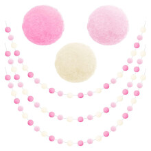 Rainbow Pom Pom Garland – Felt Ball Decor, 8.2 ft, 1 Pack