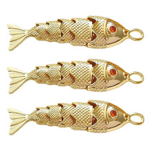 Fish pendant necklace charm with pave zircon, 1 piece