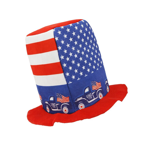 Red White Blue Striped Star Christmas Tree Hat Top For-B