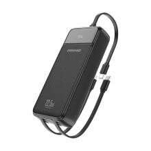 20000mAh Power Bank with Built-In Cables | LED Display, Quad-Device Fast Charging Portable Charger