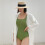 Short Sleeve Backless Swimsuit, Women's Green 1
