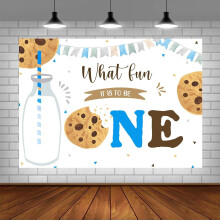 Fondo personalizado para fiesta de primer cumpleaños "What Fun It is to Be One", 5x3 pies, compatible con el tema colorido de galletas y leche,