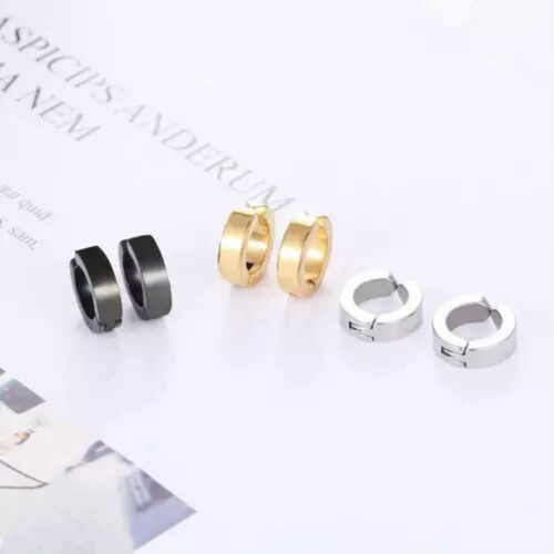 5 Pair Magnetic Stud Earrings – Stainless Steel Silver 1