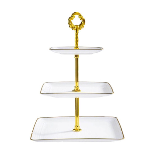 3-laags dessertstandaard wit 14x10 inch