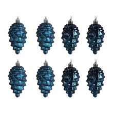 Navy Glitter Pinecone Christmas Ornaments 3.54 in 8-Pack