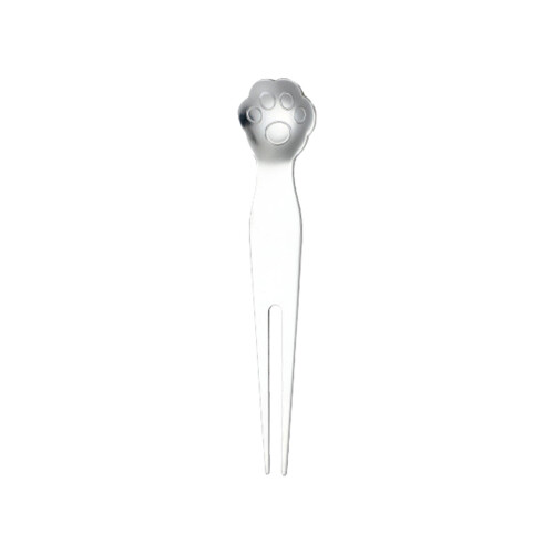 Fruktgaffel i rustfritt stål med katteklodesign, 1 stk. 1