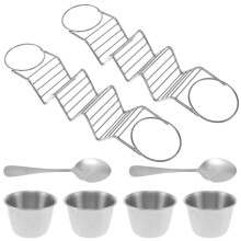 Stainless Steel Taco Stand Set with Bowls and Spoons (8-Pc)