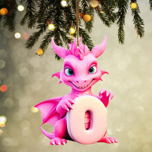 Pink Dinosaur Christmas Ornament Acrylic Flat Pendant 26