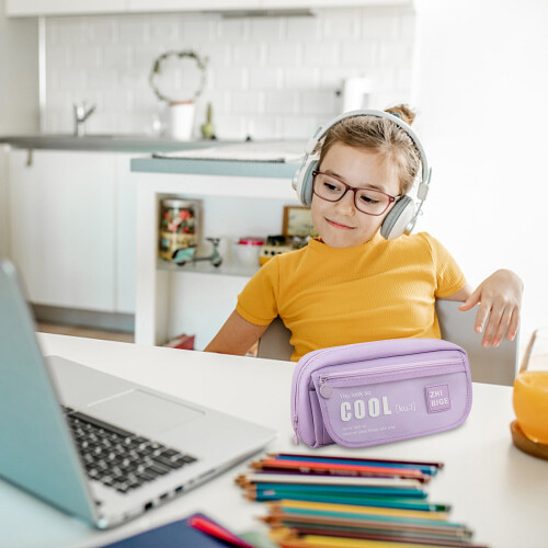 Avtoify pencil case purple large capacity multi-layer 2
