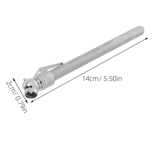 Small Tire Gauge Silver Alloy 1 Pack 5.5x0.8x0.32 Inch 1