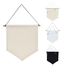 Canvas Table Banner with Wooden Rod – White Black Beige