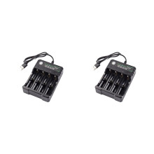 2x 18650 Lithium-Akkuladegerät, 4-Steckplatz 3,7V USB-Ladestation, 14500 helles Taschenlampenladeger