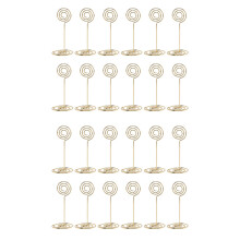 24x Table Number Card Holders Photo Holder Stands Place Paper Menu Clips, Circle Shape (Gold)