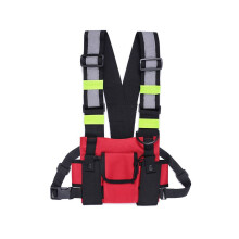 Walkie Talkie Double Chest Bag Radio Reflective Chest Harness Holder Bag Vest Rig Walkie Talkies Front Pack Pouch Case D
