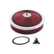 Universal Car 14x3 Air Filter Circle High Flow Air Cleaner Washable 5-1/8 Thread Connection Car Modified Parts Red
