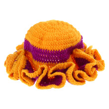 Gehaakte bucket hat met gegolfde rand voor dames (1 stuk)
