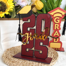 Décorations de table et ornements de bureau en bois pour la remise des diplômes 2025