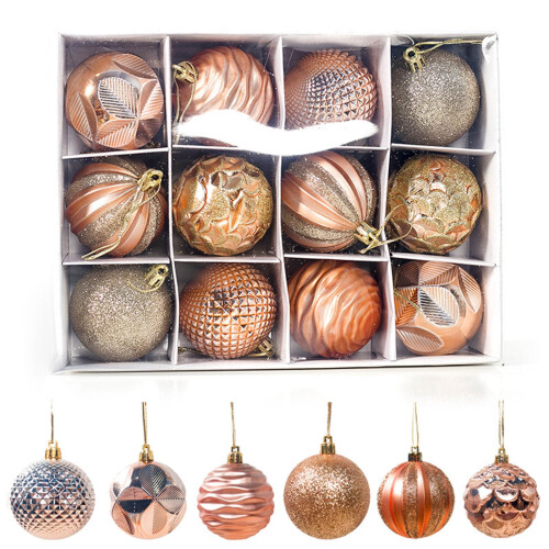 Christmas Glitter Balls Gold 2.36In 12PCS
