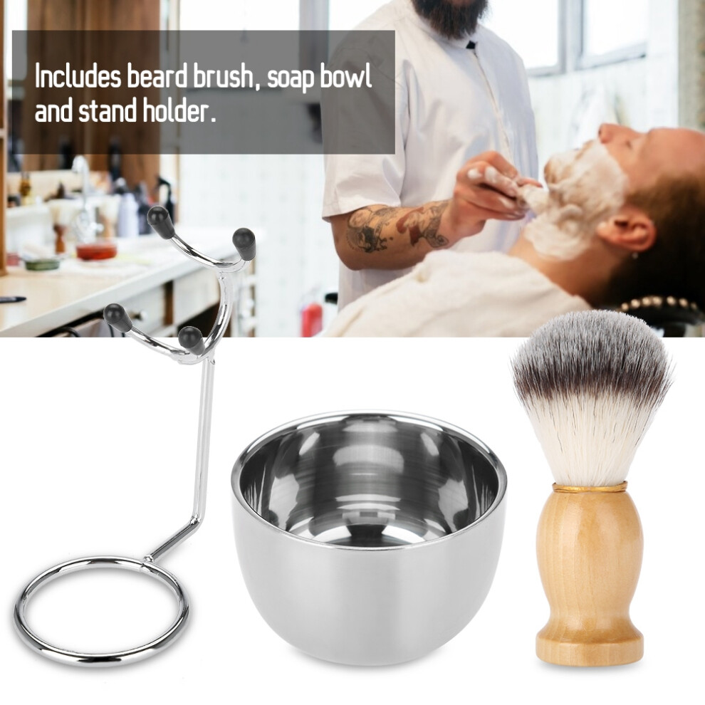 Beard Shaving Kit: Stainless Bowl & Nylon Brush