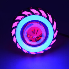 Phare de moto 12V avec lentille de projecteur, yeux d'ange et de démon à LED, 30W, 1200lm, 200000H, double ouverture (et)
