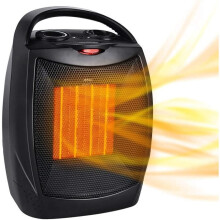 Termoventilatore portatile nero, elettrico, per riscaldamento e raffrescamento, compatto, a basso consumo energetico, per casa e ufficio