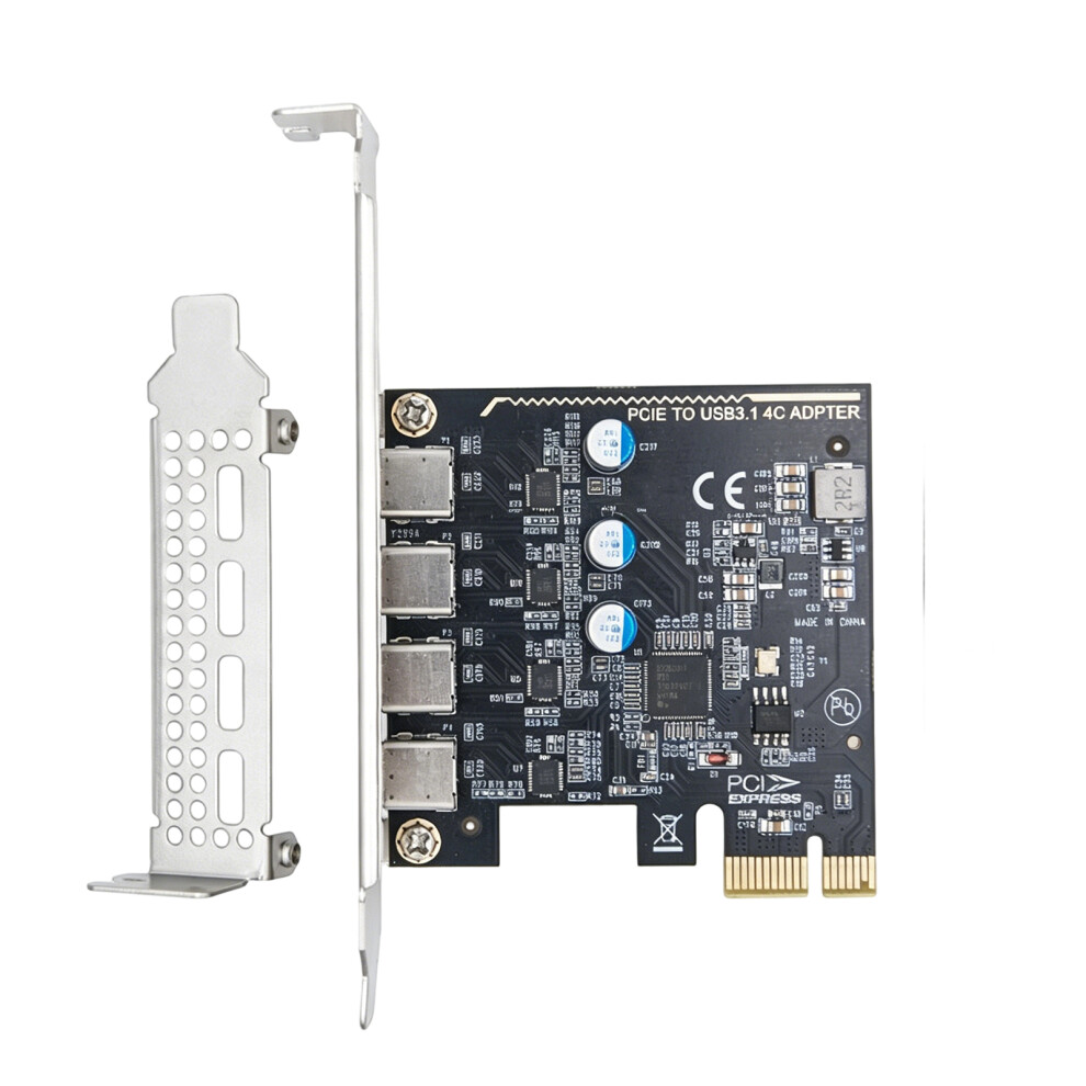 Low Profile Pcie To 4 Port Type C Adapter Pcie Expansion Card 7627001528949