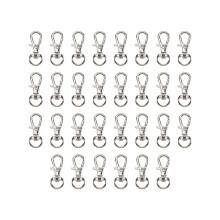 30 Stück drehbare Karabiner-Schlüsselanhänger, silberfarben