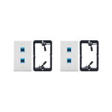 2x Ethernet-Wanddose mit Niederspannungs-Montagehalterung, 1-fach 2-Port Cat6 Ethernet-Kabel-Wanddos