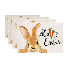 White Easter Placemats Plastic Rustic Vintage 4-Pack