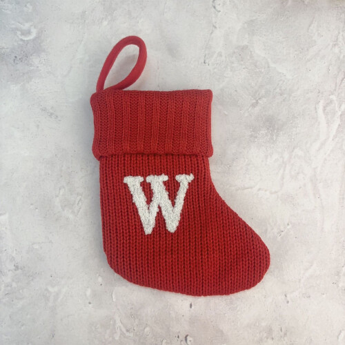 Weihnachtsstrumpf mit Wollbuchstaben – 18 x 15 cm, Polyester