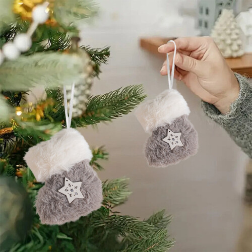 2er-Pack Plüsch-Weihnachtsstrümpfe, grau