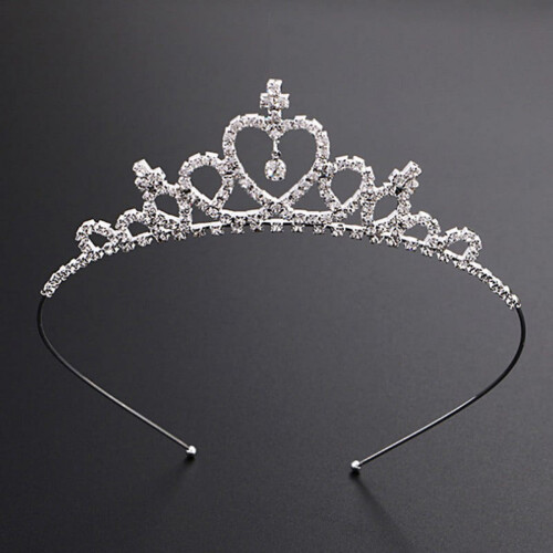 Prinzessinnen-Strass-Tiara-Krone für Mädchen, Silber, 12 cm