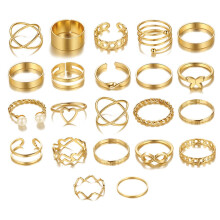 22-delige ringenset voor dames van legering – Goudkleurig, hypoallergeen