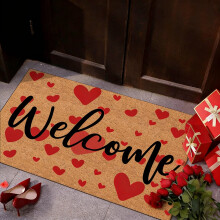Valentine Heart Doormat – Fade & Stain Resistant, Non-Slip, Easy-Clean Polyester Mat for Indoor/Outdoor Entryway (15.7x23.6in)