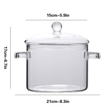 Glass Saucepan with Lid 1.9L Heat-Resistant Stovetop-Safe