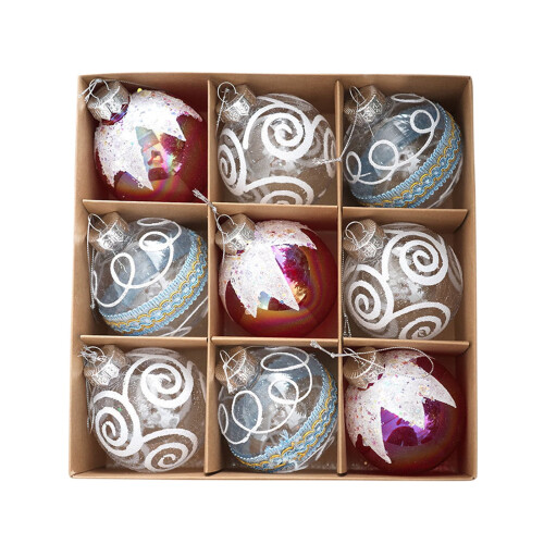 Ensemble de 9 boules de Noël couleur champagne doré
