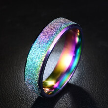 Ring van mat titaniumstaal met regenboogeffect voor mannen en vrouwen