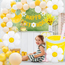 Kit di decorazioni per la festa di compleanno a tema margherite con palloncini e striscione