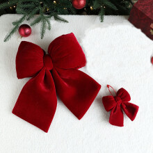 Velvet Christmas Bows Ornaments Red Shatterproof 12 Pack
