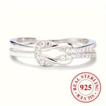 Knotenring aus 925er Sterlingsilber mit Zirkonia für Damen