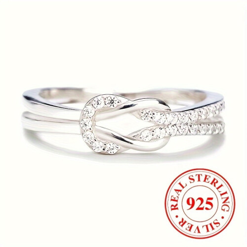 925 Sterling Silver Knot Ring with Zircon
