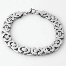 Byzantinisches Edelstahlarmband, 11 mm, Silber, 7 Zoll