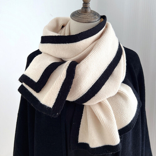Damen-Strickschal in Farbblockoptik, warmer Polyesterschal