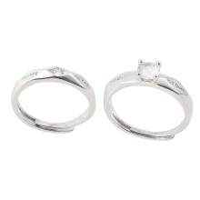 Set di anelli di coppia "His Queen & Her King" - Lega d'argento, 5 mm