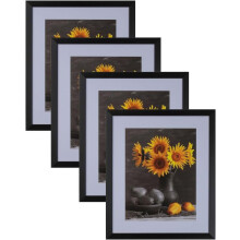 Zestaw 4 ramek do zdjęć. 1-1/8" polistyren nowoczesny czarny 5x5Wholesaleartsframes-com313-VI Series Wyprodukowano w USA