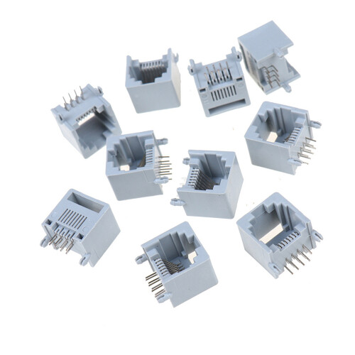 10Pcs RJ11 RJ45 Modular 8P8C Plastic Telephone Networking-Grey
