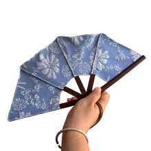 Elegant Wooden Hand Fan with Breathable Linen Decorative-1