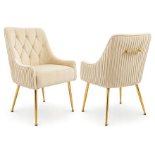 Dining Chairs Set of 2 Upholstered Tufted Velvet Kitchen Chairs Gold Legs Modern