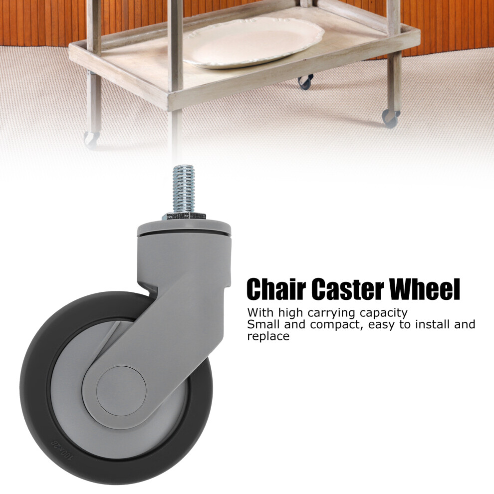 4" Silent Caster Wheel M12 Thread Stem