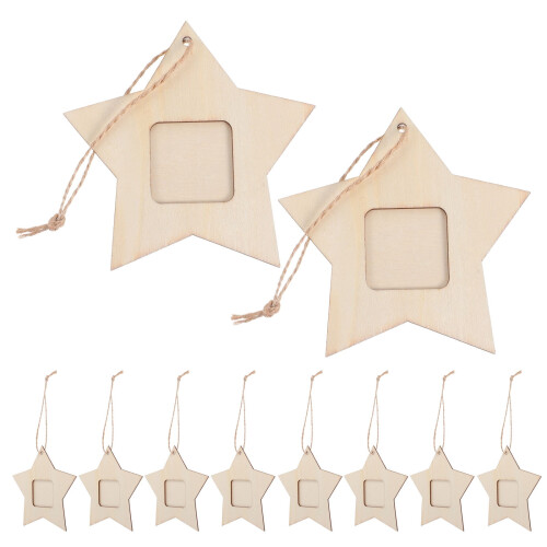 Wooden Star Photo Frames – Light Yellow, 10-Pack